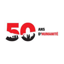 Logo des 50 ans d'Humanité, célébration de l'engagement pour les droits humains